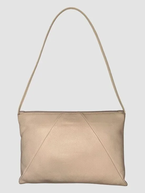 Kate Landry 2-Way Shoulder Bag Beige Pebbled Leather Turn Lock Envelope Clutch - Picture 6 of 11